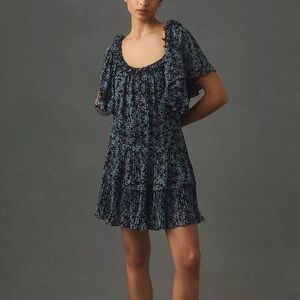 Anthropologie Short-Sleeve Keyhole Swing Tunic Mini Dress Size Large NWT